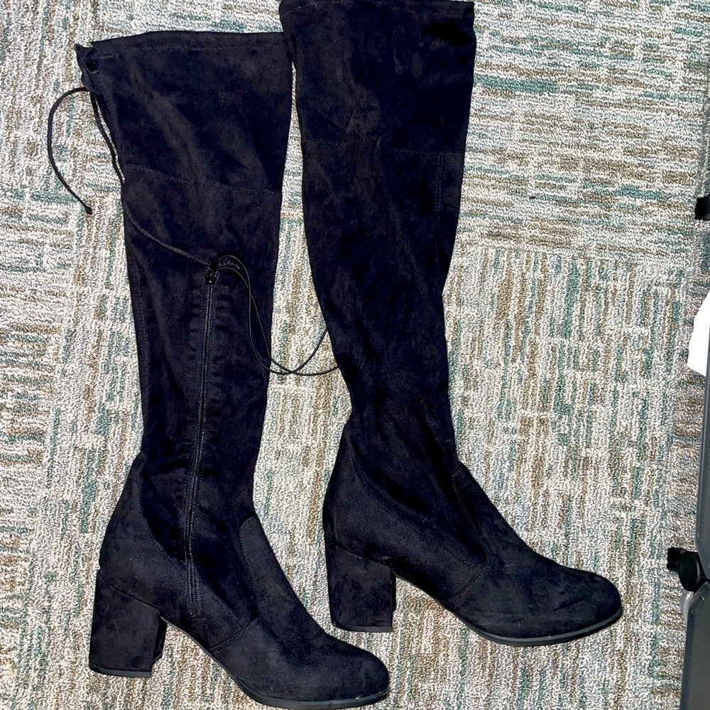 Over Knee Microsuede Boots with Heel